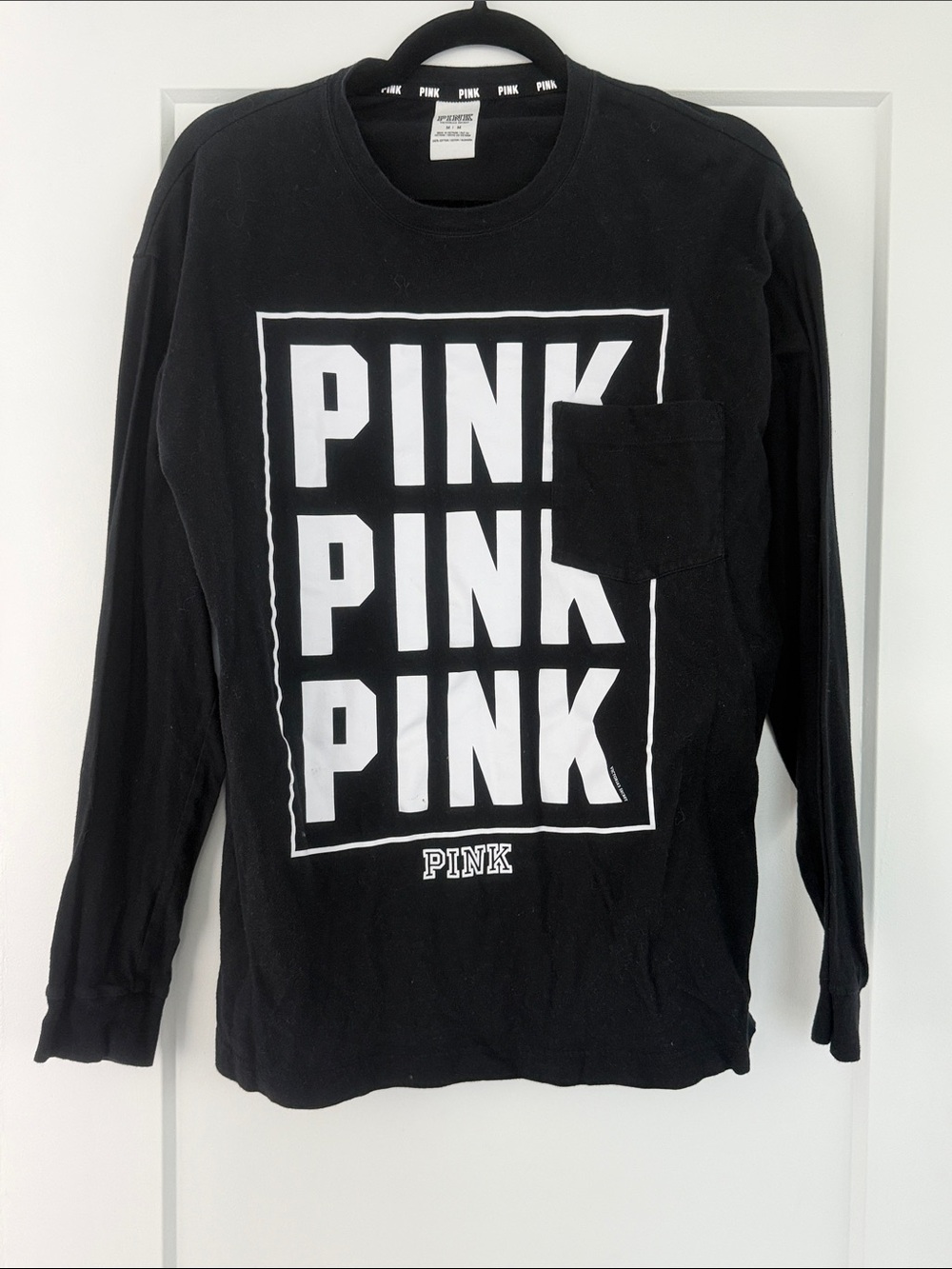 PINK Victoria's Secret Black Long Sleeve Logo Tee